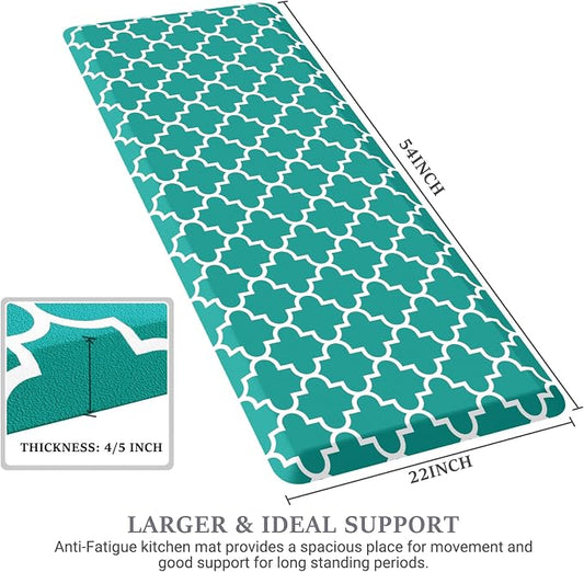 WISELIFE Anti Fatigue Floor Mat - 4/5 Inch Thick Kitchen Mat Non Slip Waterproof Heavy Duty Ergonomic Comfort Mat Durable for Home, Office, Sink, Laundry,(22" x 54", Green)
