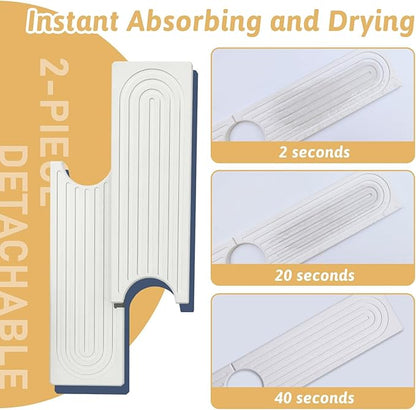 Faucet Mat for Kitchen Sink with Sandpaper, Diatomaceous Earth Faucet Splash Guard, Fast Drying Sink Protector Stone, Water Absorbing Stone Mat for Bathroom Sink Counter, Gift for Mother's Day, White