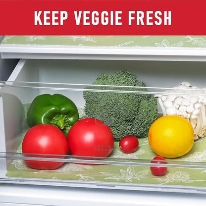 Cooyes Large Fridge Liners for Refrigerator, 17.7" × 360", Drawer & Shelf Liners for Kitchen Cabinets Non-Adhesive, Breathable Cloth Material, Non-Slip, Keep Produce Fresh Longer, Sage Green