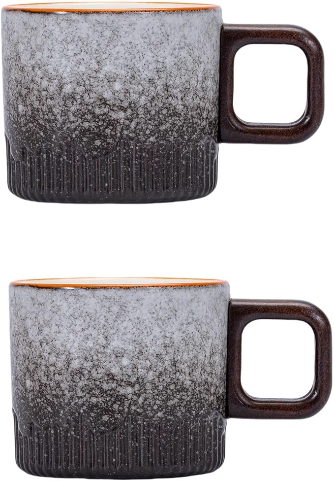 Zurucily Espresso Cups Set of 2, 2 oz Ceramic Espresso Cups, Demitasse Cups for Tea or Coffee (Gray)