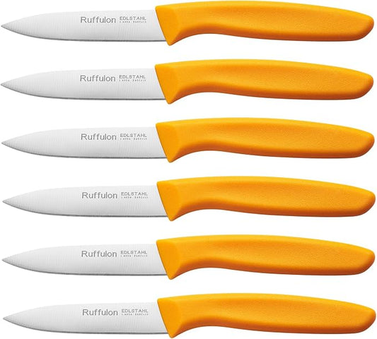 Paring Knife Fruit Knife Set (6 Pieces), Ultra Sharp Stainless Steel Vegetable and Fruit Knife with PP Plastic Ergonomic Handle for Cutting Fruits and Vegetables,Orange