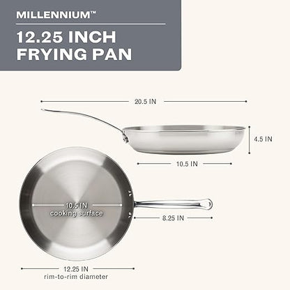 Farberware Millennium Stainless Steel Frying Pan/Skillet, Induction Ready, Compatible with All Cooktops, Metal Utensil Safe, 12.25 Inch Open Fry Pan, Dishwasher Safe - Stainless Steel