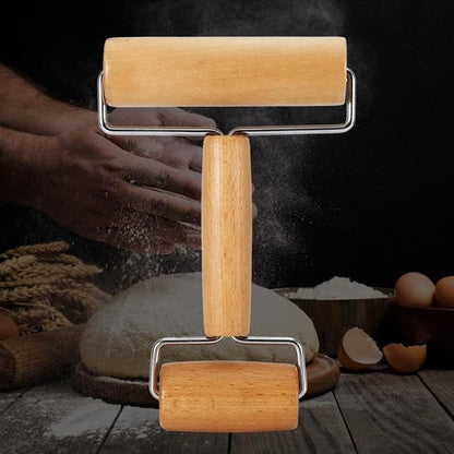 Wooden Small Rolling Pin, Double Heads Pizza Roller, Nonstick Portable Dough Roller for Cookie, Bread, Tortilla, Dumpling, Fondant, Baking, Cooking