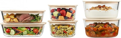 Urban Green Glass Food Container Set with Glass Lid, 6 Pack, Food Storage Containers Set, Airtight, LeakProof, Micowave Safe, 100% Plastic Free, Meal Prep Containers (White Color)