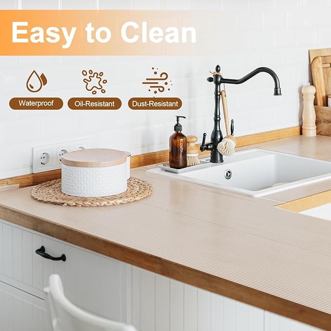 FEXIA Shelf Liners for Kitchen Cabinets Non-Slip Drawer Liner 17.5 Inches x 30 FT Waterproof & Oil-Proof Non Adhesive Durable Material Fridge Liner for Shelves