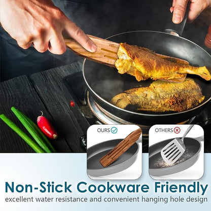 HOWHONG Wooden Spatula Spurtle Set for Cooking, Acacia Wood Kitchen Utensils, Premium Handmade Spurtles for Nonstick Cookware, Heat Resistant, Smooth Finish, Comfortable Grip, 8 Piece