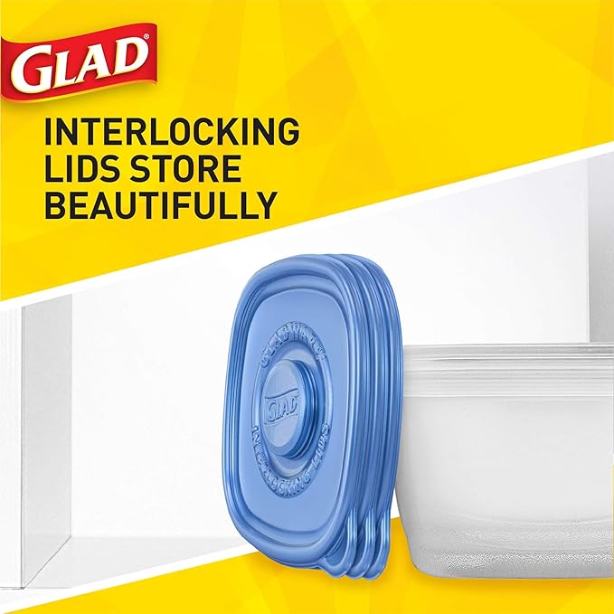 GladWare Entree Food Storage Containers, Medium Square Holds 25 Ounces of Food, 5 Count Set | Tupperware, Plastic Food Container, Meal Prep Container, Plastic Containers with Lids