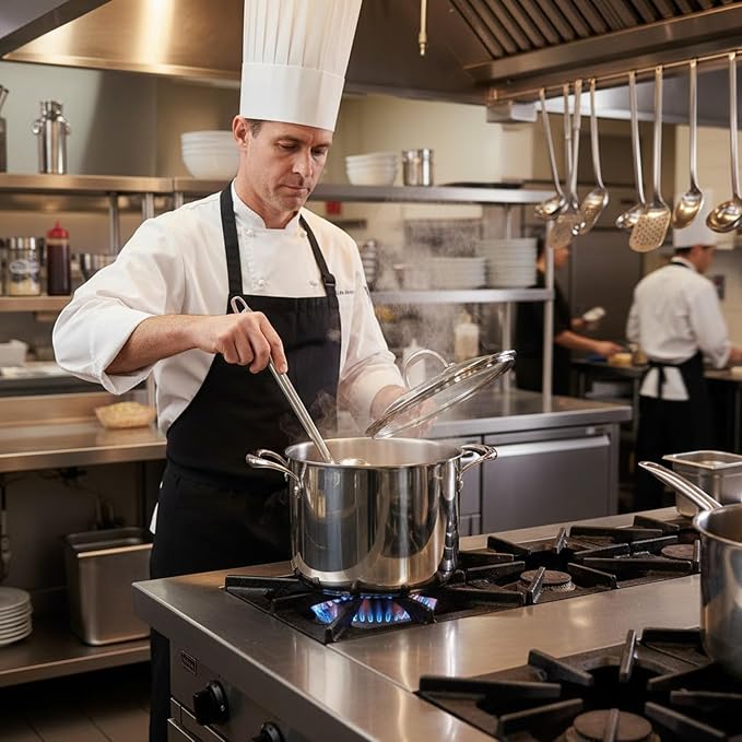 KEAWELL K3 Premium 8-Quart Tri-Ply Fully Clad Stainless Steel Stockpot with Lid, Induction & Oven Safe up to 600°F, Even Heating, Professional Cookware for All Stovetops (8-Qt)