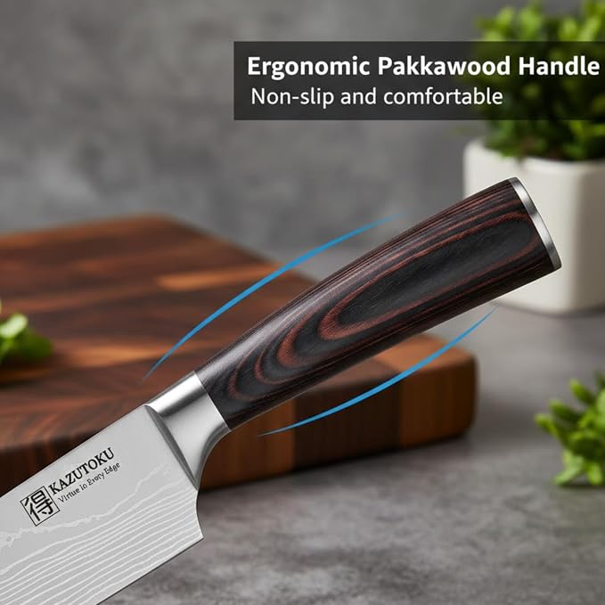 3 Piece Kitchen Knife Set, High Carbon Stainless Steel Professional Chef Knife Set with Ultra Sharp Blade, Sharp Knives Set with Ergonomic Pakkawood Handle