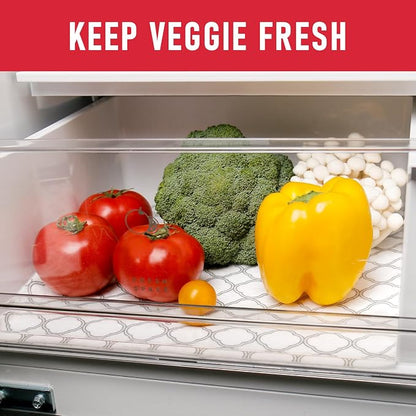 Cooyes Non Slip Refrigerator Liners, 2 in 1 Absorbent Fridge Liners and Fresh Mats Machine Washable, Refrigerator Shelf Paper for Glass Shelves Kitchen Cabinet Drawer, 17.7" x 360"