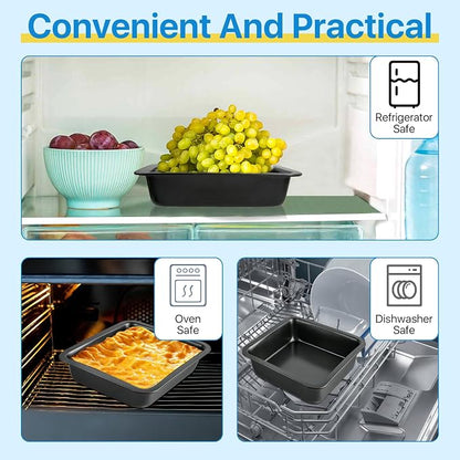 4 Pcs 8x8 Square Baking Pan, Carbon Steel Brownie Pans, Square Cake Pan for Baking Roasting Serving, Nonstick Cake Baking Pan, Square Bakeware for Cakes Lasagna Brownies