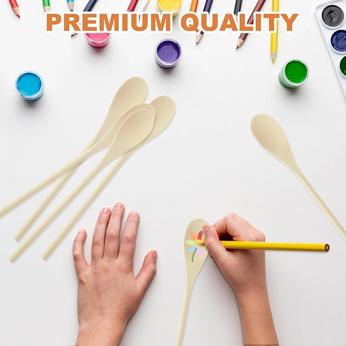 STARVAST 50 Pcs 12 Inch Wooden Spoons for Cooking, Wooden Mixing Spoons Long Handle for Mixing, Stirring or Tasting, Kitchen Utensils for Cooking and Crafts, Personalized Wood Burning