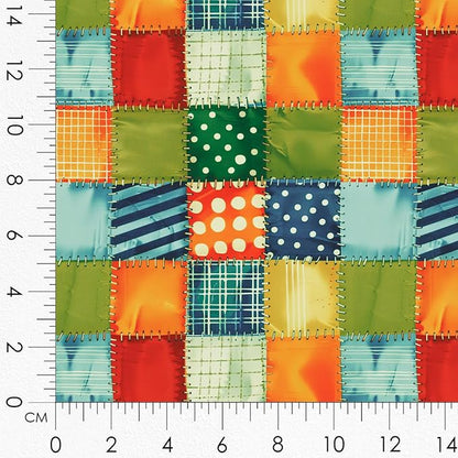 Daffodil Patchwork Cotton Fabric Panel – 6 Designs (10×10 inch Each) + Bonus Patchwork Sheet 29.5×19.6 inch, 100% Cotton 140 GSM