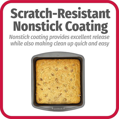 GoodCook Everyday Nonstick Steel Square Pan, 8", Gray (Pack of 2)
