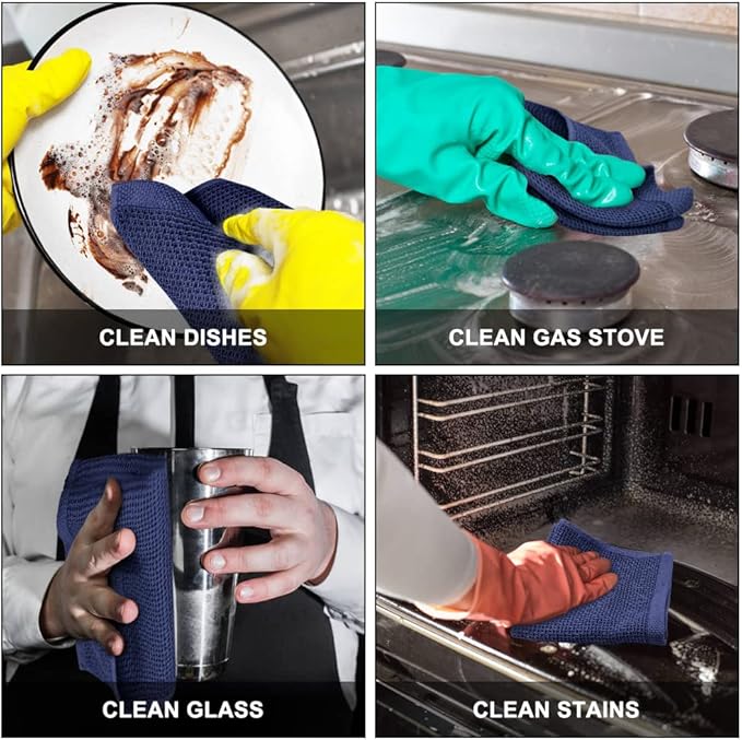 Niallant 12 Pack Cotton Kitchen Towels, Soft and Absorbent Dish Rags - 12x12 Inch