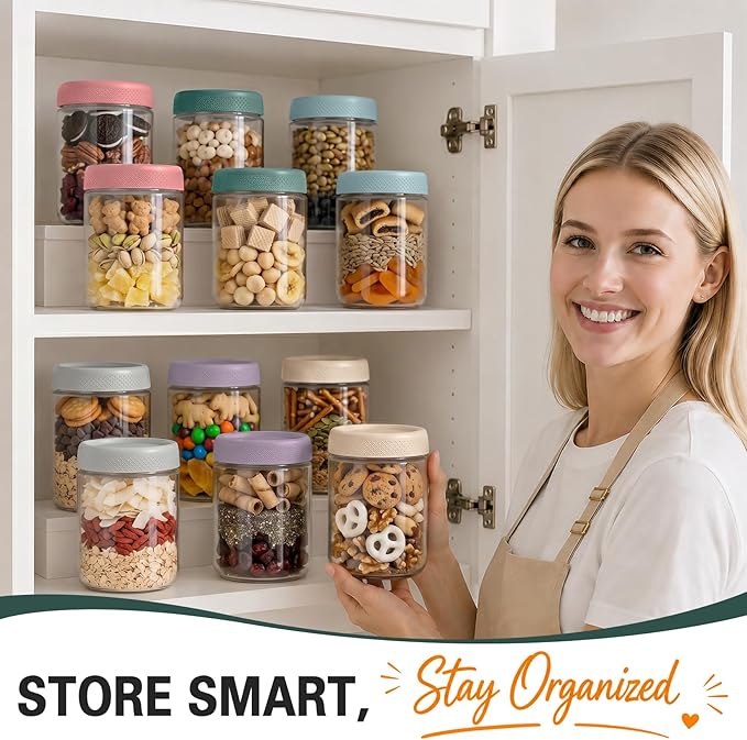 12 Pack Mason Jars, 16oz Overnight Oats Glass Jars, Wide Mouth Overnight Oats Containers with Lids, Small Parfait Cups with Lids for Yogurt, Storage, Chia, Snack, Salad, Spice, Seed