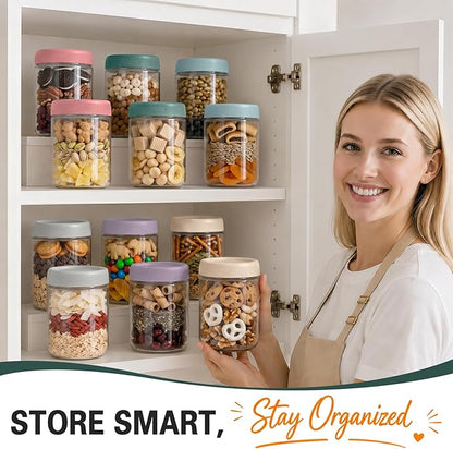 12 Pack Mason Jars, 16oz Overnight Oats Glass Jars, Wide Mouth Overnight Oats Containers with Lids, Small Parfait Cups with Lids for Yogurt, Storage, Chia, Snack, Salad, Spice, Seed