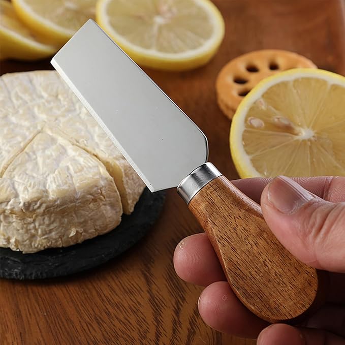 6 Pieces Cheese Knife Set,Cheese Knives Cheese Slicer Cheese Cutter Cheese Fork,Cheese Spreading Knife,Wood Handle Stainless Steel Slicer for Charcuterie Boards Cutlery Gift Set