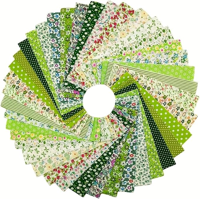 80 Pcs Jelly Roll Fabric Strips for Quilting Sewing,2.6 Inch Precut Cotton Floral Fabric Strips Bundles, Perfect DIY Sewing Supplies Green