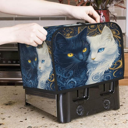 Ethnic Car Blue White Toaster Cover 2 Slice Wide Slot Washable Kitchen Appliance Covers Fingerprint Bread Machine Dust Cover Small Toaster Oven Accessories Covers Bread Maker Bag Women Gift