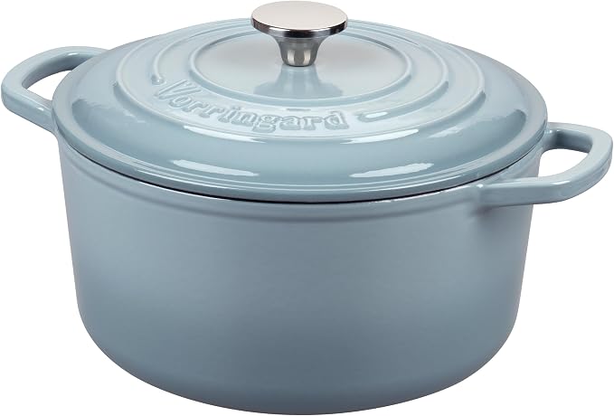 VORRINGARD Enameled Cast Iron Dutch Oven Pot with Lid, for Sourdough Bread Baking, Round Dutch Ovens, 4.5 Quart, Sea Salt