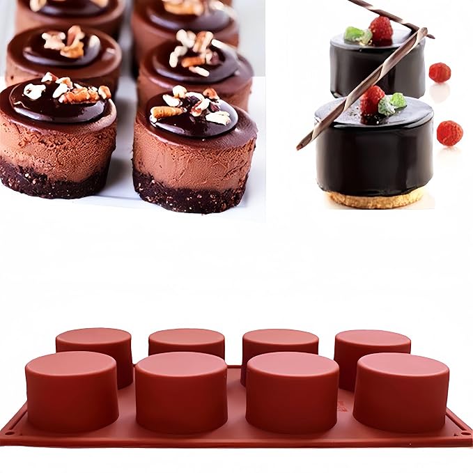 2pcs Reusable Silicone Muffin Molds Mini Mousse Cake Baking Cups, Non-stick Cupcake Pans for Tart Bread