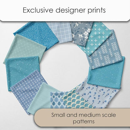 Cotton Satin Patchwork Fabric Panel – 35 Designs, 20×20 cm Squares, Single Piece 150×110 cm, Blue Patchwork Quilt Fabric(Ocean Breeze Patchwork Set, 35pcs 8x8 inch)