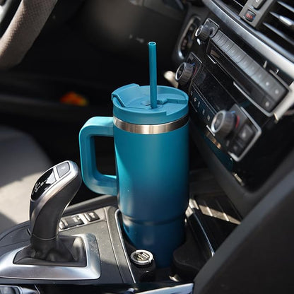 Konokyo 30 oz Tumbler with Handle and 2 Straws,2 in 1 Lid Insulated Water Bottle Stainless Steel Travel Coffee Mug,Navy blue