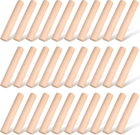 Patelai 50 Pieces Small Wooden Rolling Pin, Dumpling Dough Roller Wooden Mini Rolling Pins Kitchen Utensil Tool for Fondant, Pasta, Bread, Pastry, Cookies, Pizza, Pie, Cylinder Style, 6.3 Inch