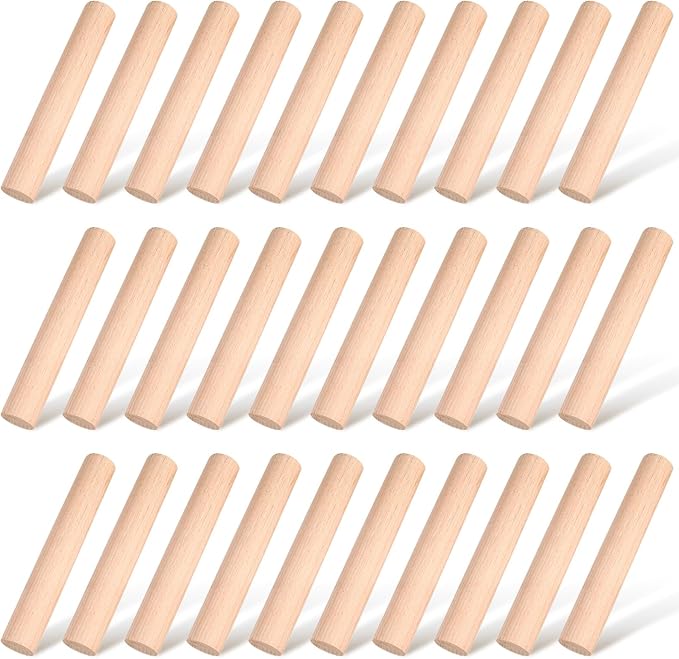 Patelai 30 Pieces Small Wooden Rolling Pin, Dumpling Dough Roller Wooden Mini Rolling Pins Kitchen Utensil Tool for Fondant, Pasta, Bread, Pastry, Cookies, Pizza, Pie, Cylinder Style, 6.3 Inch