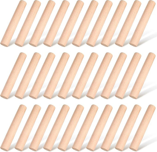 Patelai 30 Pieces Small Wooden Rolling Pin, Dumpling Dough Roller Wooden Mini Rolling Pins Kitchen Utensil Tool for Fondant, Pasta, Bread, Pastry, Cookies, Pizza, Pie, Cylinder Style, 6.3 Inch