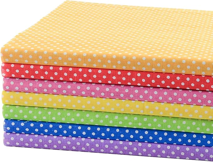 Cotton Fabric Plain Printed 7 Pieces (20"X20"), Comfortable Fabric For Quilting, Pretty Floral Pattern, DIY Artcraft For Sewing - Rainbow