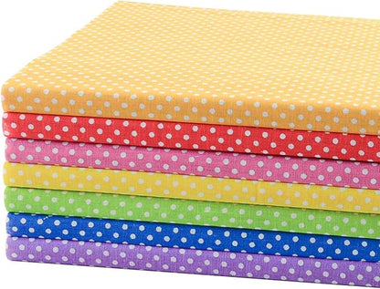 Cotton Fabric Plain Printed 7 Pieces (20"X20"), Comfortable Fabric For Quilting, Pretty Floral Pattern, DIY Artcraft For Sewing - Rainbow