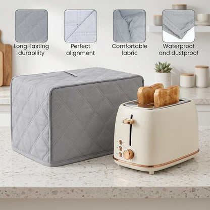 2 Slice Toaster Cover, Quilted Polyester Toaster Covers 2 Slice Wide Slot, Dust-proof Universal Size Covers for Small Kitchen Appliance(Grey)