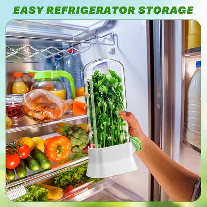 Baderke 2 Pieces Herb Saver for Refrigerator Fresh Herb Keeper Cilantro Container for Fridge Saver Pod for Cilantro, Parsley, Asparagus, Keeps Vegetables for 2-3 Weeks(White)
