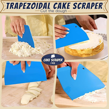 Teenitor Cake Scraper Cake Smoother, 7 Pcs Cake Tools Icing Scraper Cake Scraper Smoother Cake Icing Smoother Tool For Cake Decorating