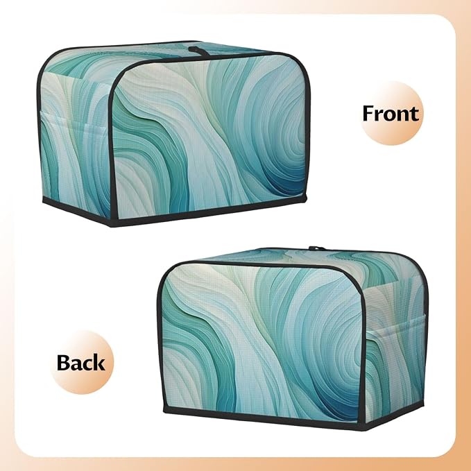 Teal Green Abstract 2 Slice Toaster Cover Wide Slot Dustproof Bread Maker Cover Fingerprint Protection Kitchen Appliance Cover Toaster Bag
