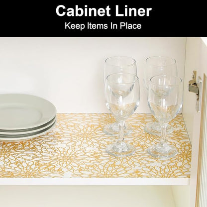 Cooyes Shelf Liners for Kitchen Cabinets, Waterproof and Oil-Proof Kitchen Cupboard Liner, Refrigerator Liners and Plastic Drawer Mats EVA Non Adhesive Shelves（17.5" W x 197" L）