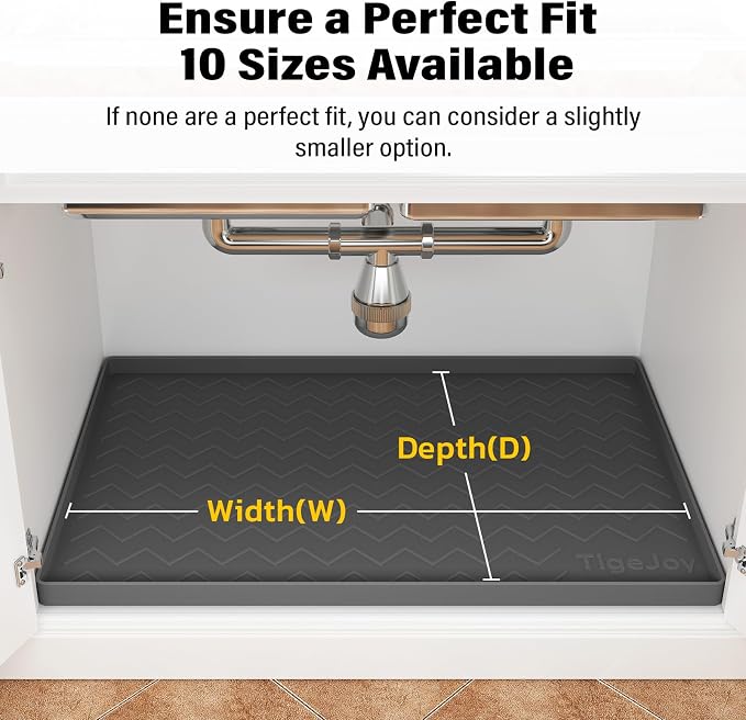 TigeJoy 28" x 22" Under Sink Mats for Kitchen Waterproof, Leak-Proof Silicone Mat Sink Protector and Cabinet Liner, Kitchen Essentials Organizer and Storage, Boot or Shoe Tray, Pet Feeding Mat