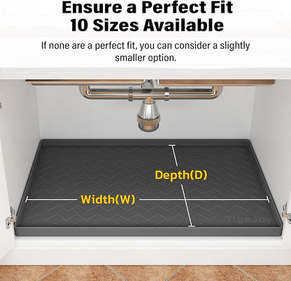 TigeJoy 28" x 22" Under Sink Mats for Kitchen Waterproof, Leak-Proof Silicone Mat Sink Protector and Cabinet Liner, Kitchen Essentials Organizer and Storage, Boot or Shoe Tray, Pet Feeding Mat