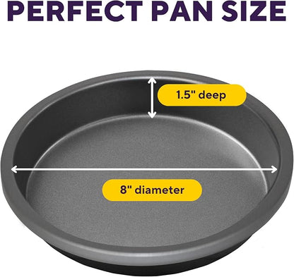 Wilton Silver Non Stick Round Cake Pan, Steel Baking Pan for Layer Cakes, Cheesecakes, Quiche,Made without PFAS, Even Heating, 8 Inch