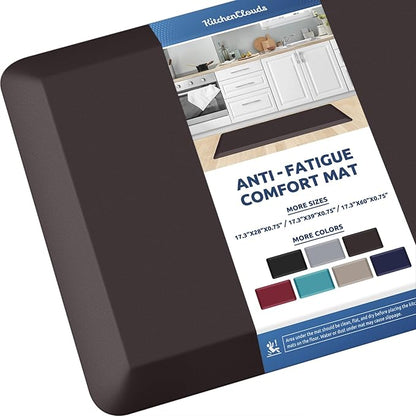 KitchenClouds Kitchen Mat Cushioned Anti Fatigue Kitchen Rug Non Slip Standing Mat Comfort Floor Mats for Sink Office (17.3"x39"- 0.8inch)