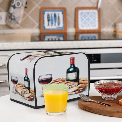 Red Wine Toaster Cover 4 Slice Wide Slot Washable Toaster Covers | Modern Food Dust and Fingerprint Protection Bread Maker Covers for Kitchen Accessories Decor Bakeware Women Gift