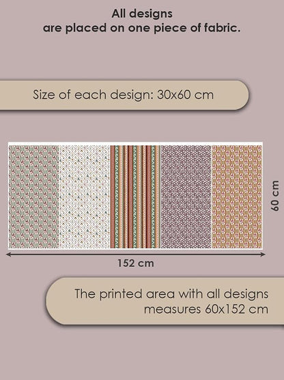 Cotton Patchwork Quilting Fabric Panel – 155×100 cm, 100% Cotton, Made in Türkiye (PRT_KUP 01-001) (Vintage Cottage Blooms, 5 pcs (23.6x11.8 inc))