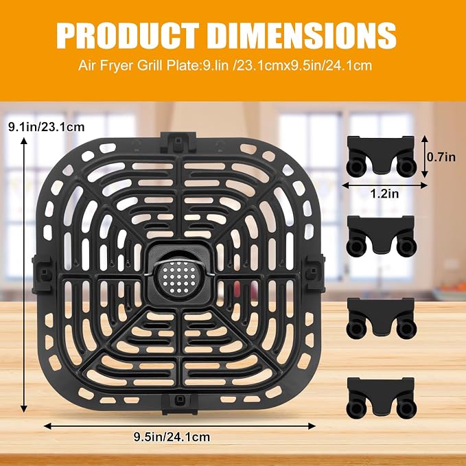 Air Fryer Replacement Tray for Instant Pot Vortex 6 in 1 6 QT Gourmia GAF735 6 QT, Original Air Fryer Accessories Grill Pan Plate Crisper Plate Rack Parts,Dishwasher Safe