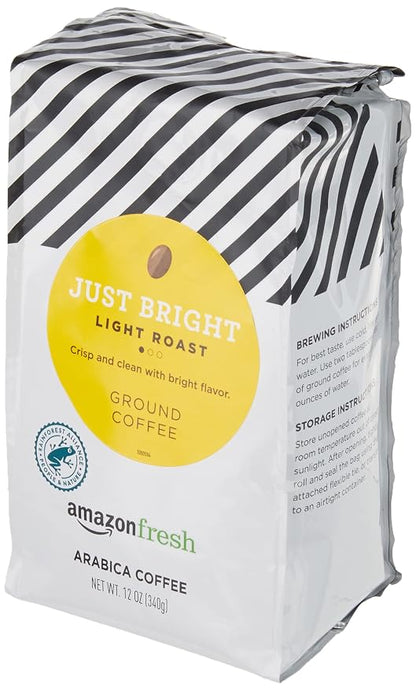 Amazon Fresh, Just Bright Ground Coffee, Light Roast, 12 Oz (Pack of 2)