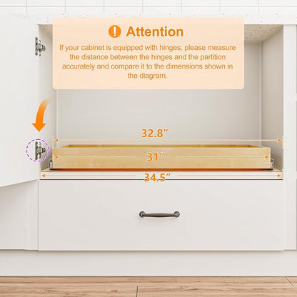 Pull Out Cabinet Organizer, 32" W x 21" D Soft Close Pull Out Drawers for Cabinets with Heavy Duty Slides, Wood Slide Out Drawers for Kitchen Cabinets