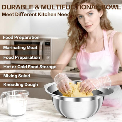 Colander, Strainer Bowl, Stainless Steel Colander, Rice Washing Bowl, Pasta Strainer & Vegetable Washer, Kitchen Strainer with Mixing Bowl for Draining, Food Prep, Dishwasher Safe, 5QT