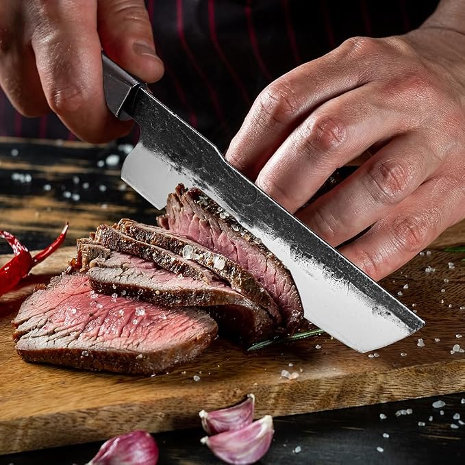 XITUO 7 Inch Nakiri Knife, Japanese Vegetable Cleaver with Ebony Sandalwood Handle, Triple-Layered High Carbon Stainless Steel, Ultra Sharp Professional Chef Knife for Chopping & Slicing