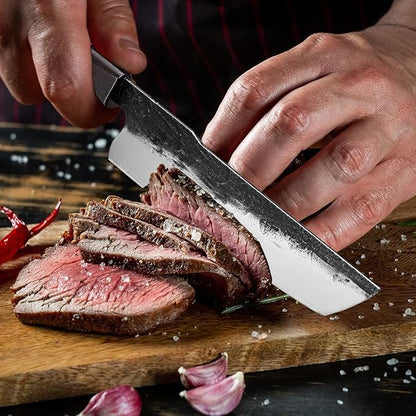 XITUO 7 Inch Nakiri Knife, Japanese Vegetable Cleaver with Ebony Sandalwood Handle, Triple-Layered High Carbon Stainless Steel, Ultra Sharp Professional Chef Knife for Chopping & Slicing